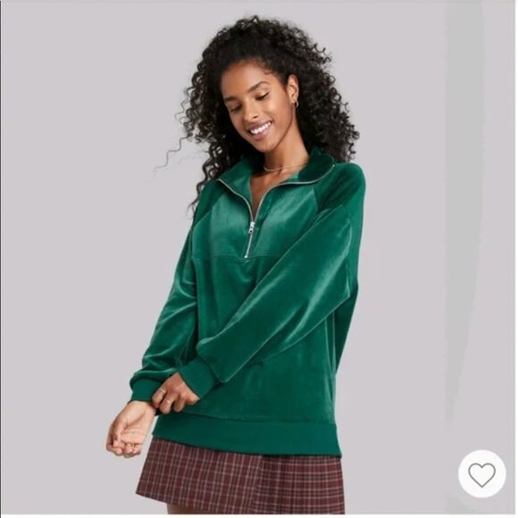 🚨 3 for $25 - WILD Fable Velour Quarter Zip Sweatshirt - Picture 1 of 8